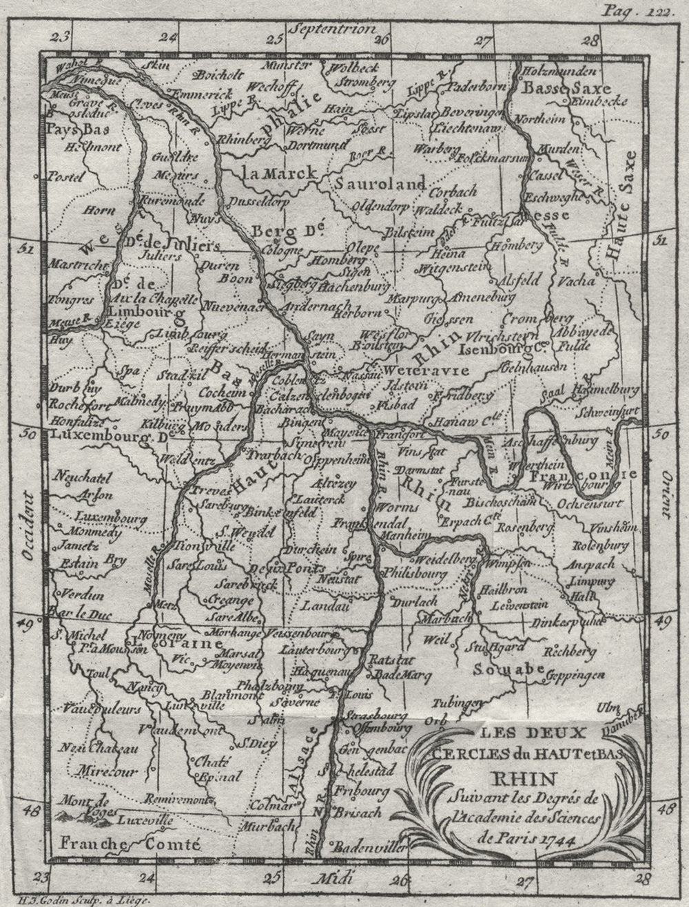 GERMANY FRANCE. Rhin Rhine Rhein. Buffier 1785 old antique map plan chart