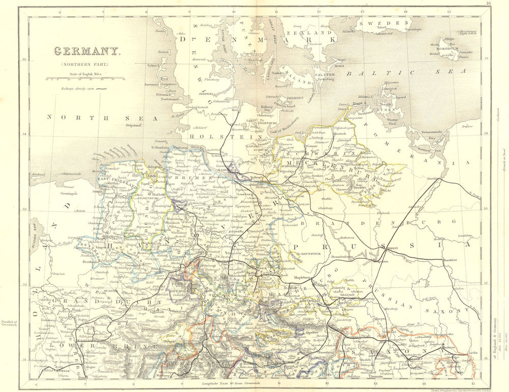GERMANY. North. Archer 1850 old antique vintage map plan chart