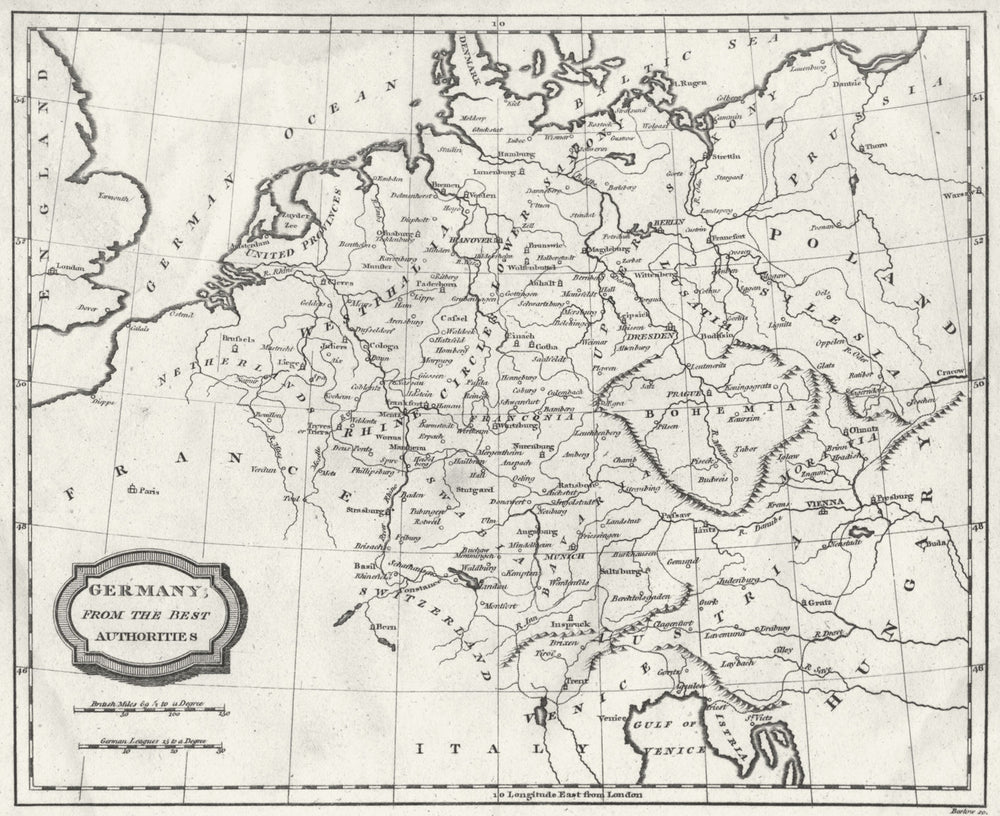 GERMANY. Blomfield 1807 old antique vintage map plan chart