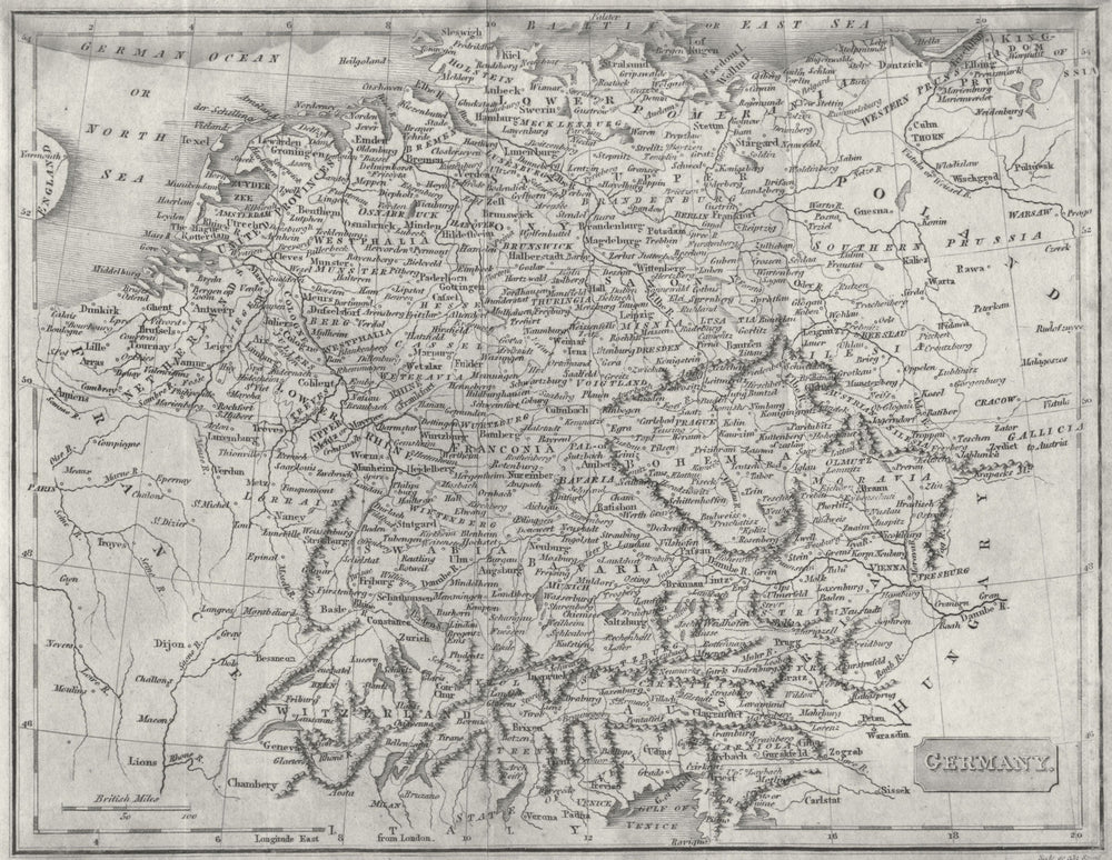 GERMANY. Evans Cundee  1811 old antique vintage map plan chart