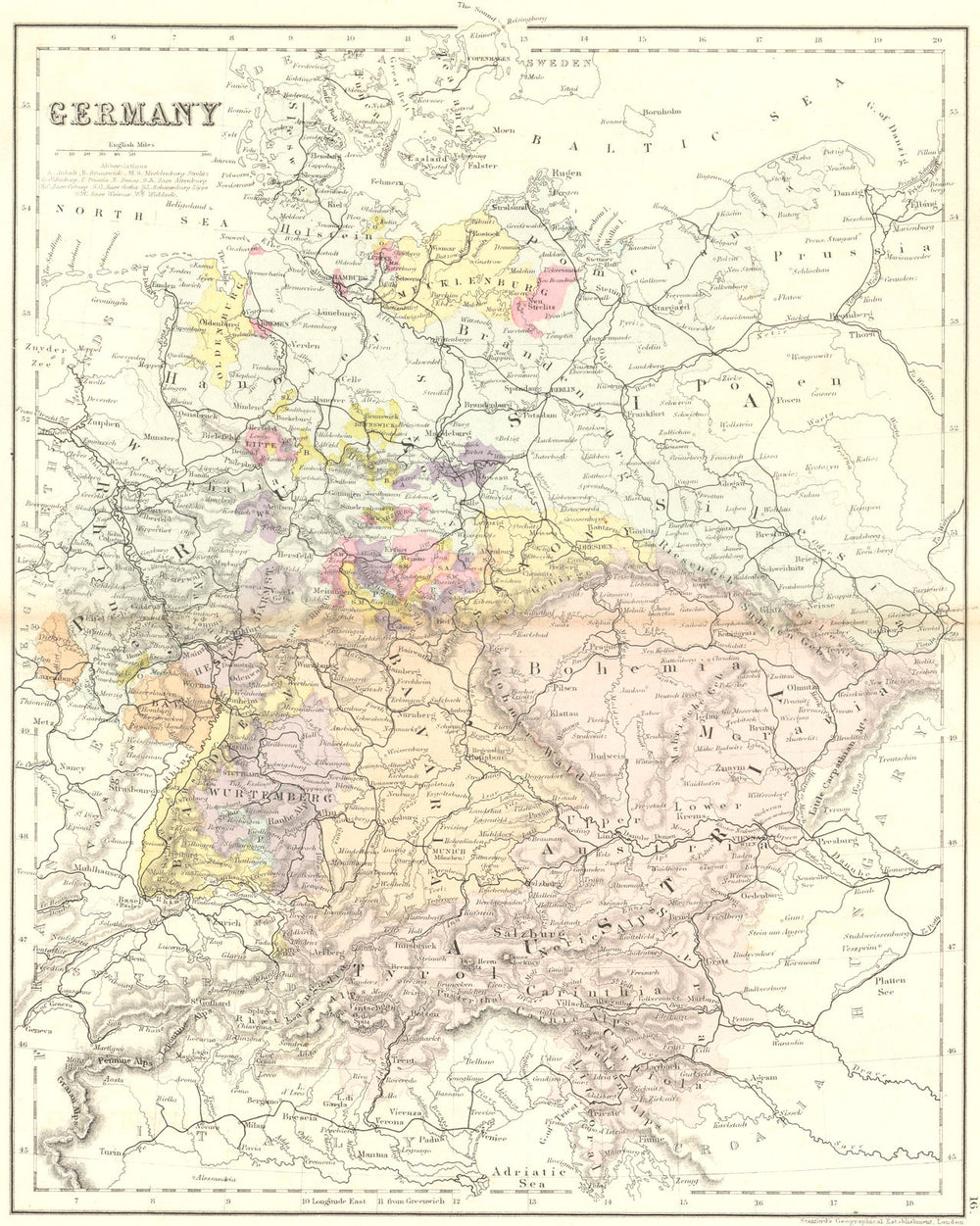 GERMANY. Mackenzie 1868 old antique vintage map plan chart