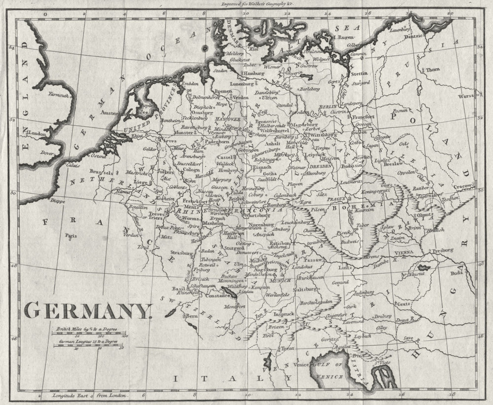 GERMANY. Walker inc Benlux countries 1798 old antique vintage map plan chart