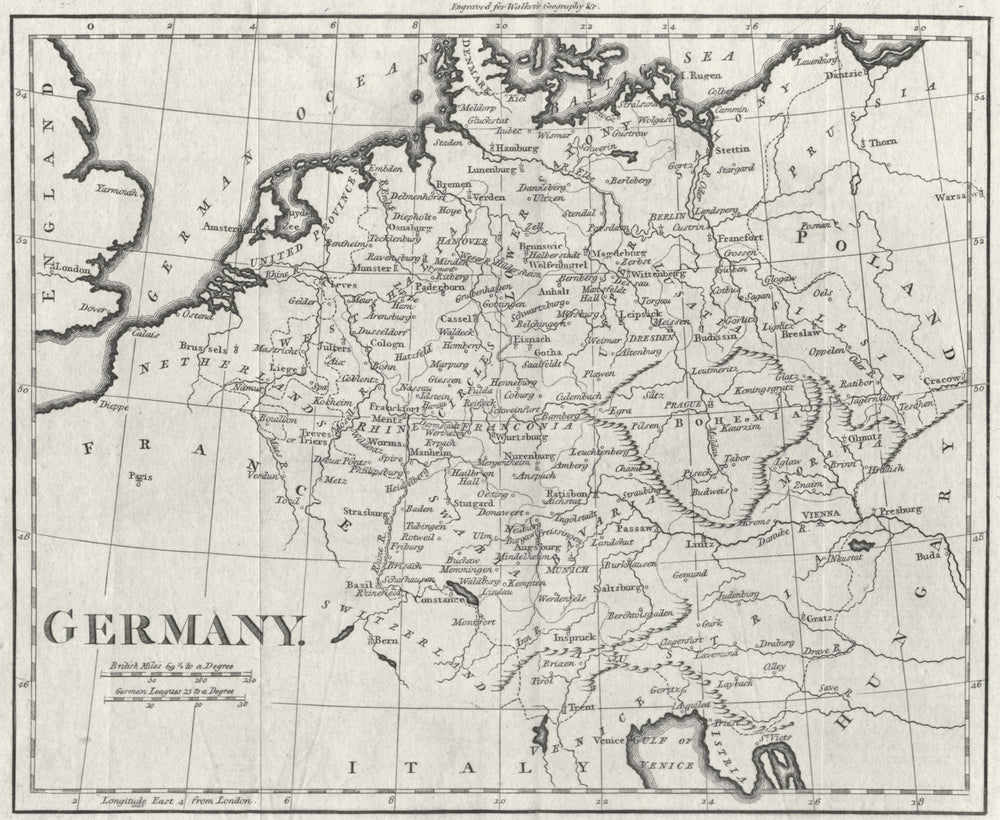 GERMANY. Walker 1810 old antique vintage map plan chart
