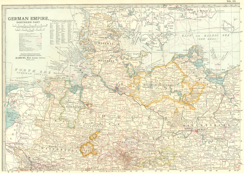 GERMANY. German Empire, North 1903 old antique vintage map plan chart