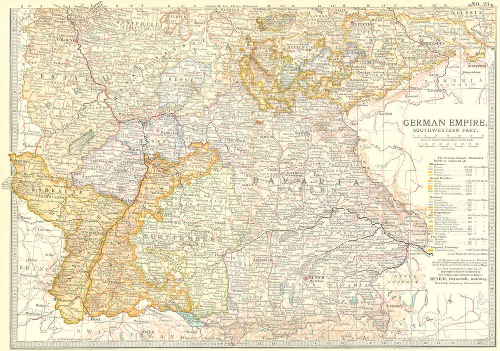 GERMANY. German Empire, SW 1903 old antique vintage map plan chart