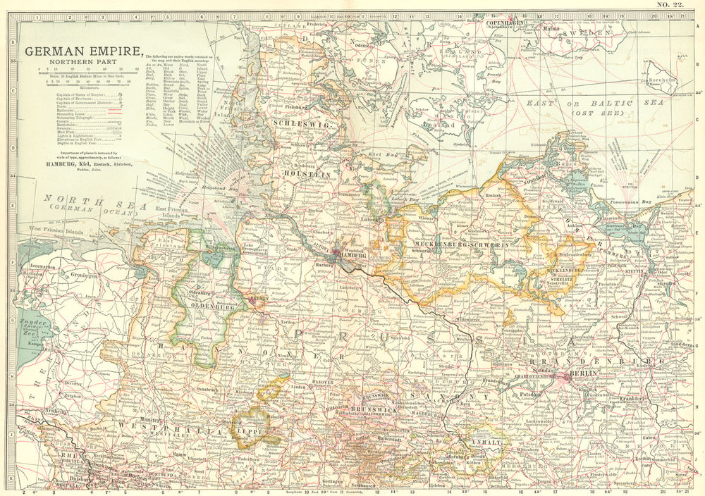 GERMANY. German Empire, North 1903 old antique vintage map plan chart