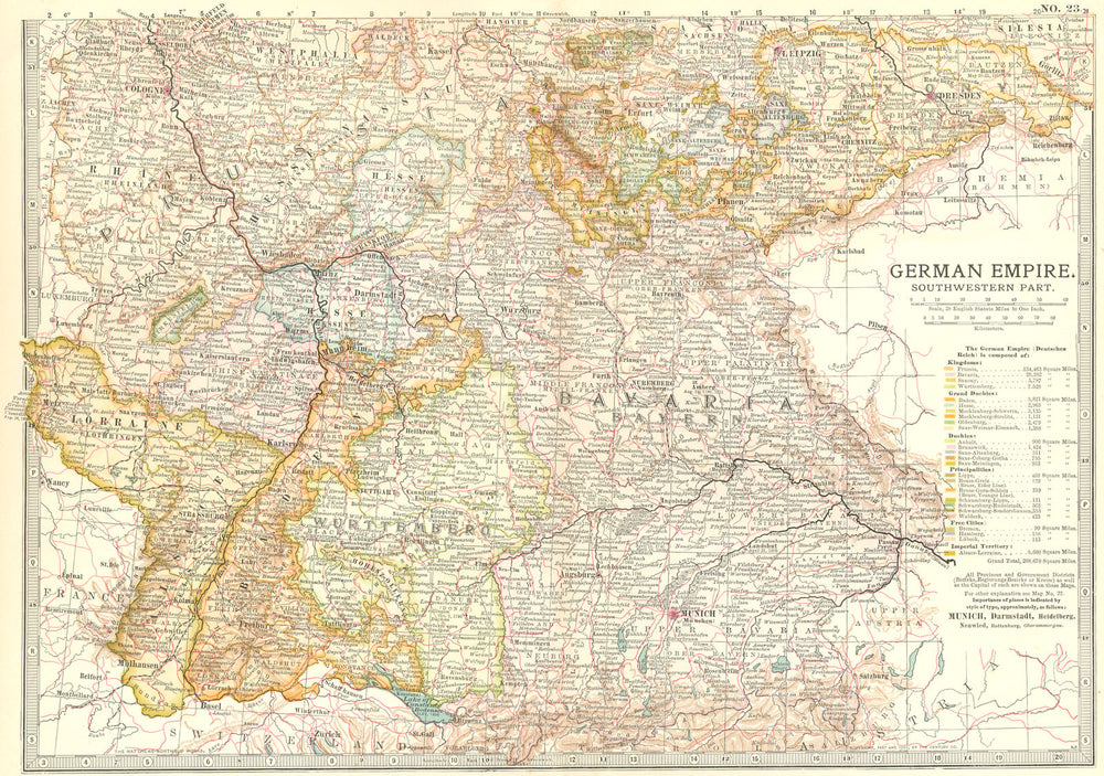 GERMANY. German Empire, SW 1903 old antique vintage map plan chart