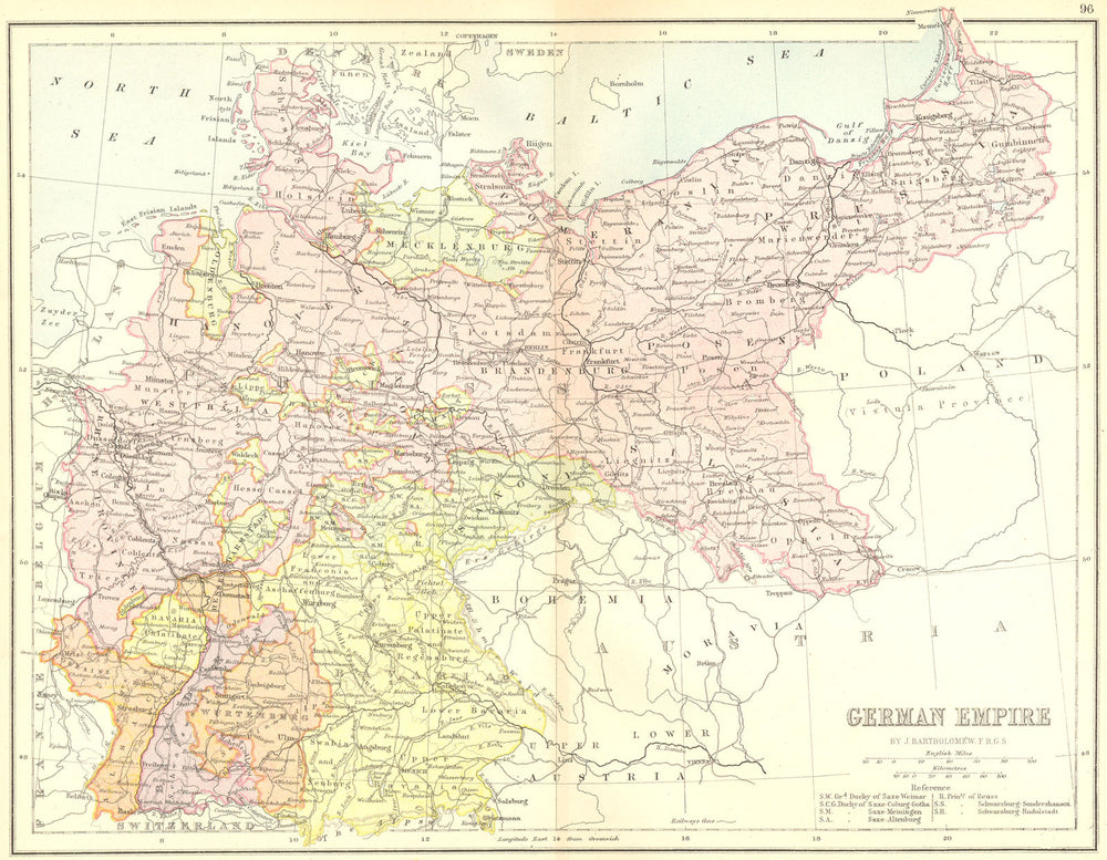 GERMANY. German Empire. Collins 1876 old antique vintage map plan chart