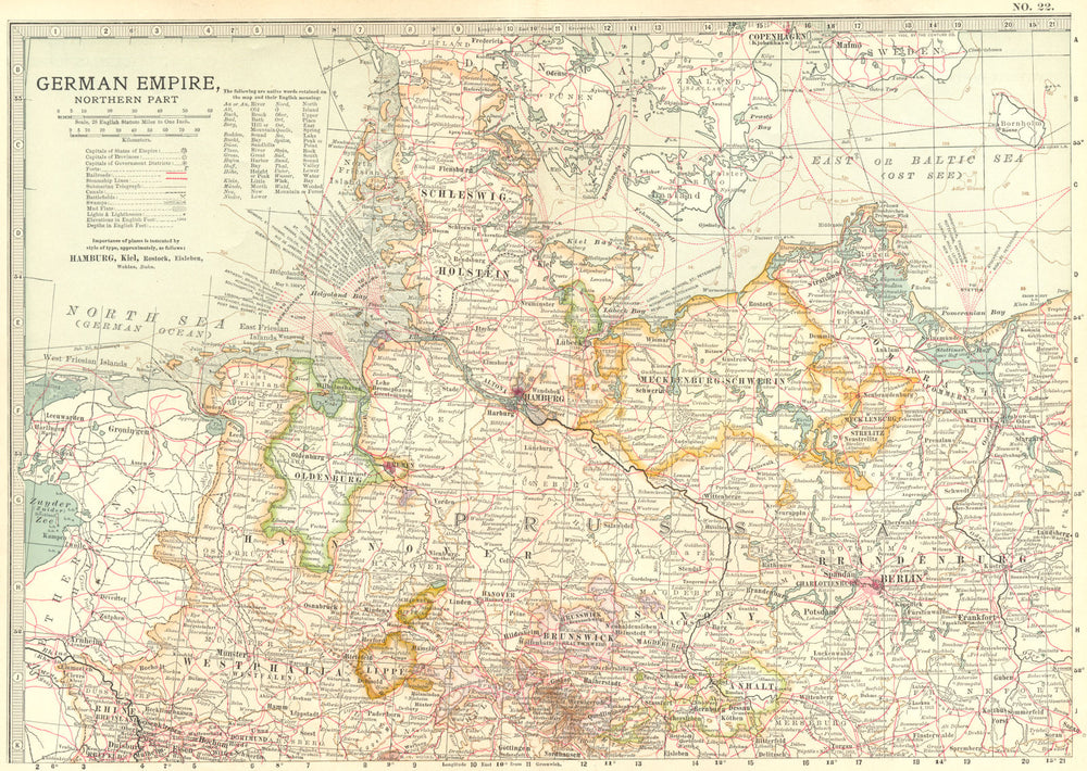 GERMANY. German Empire, North 1903 old antique vintage map plan chart