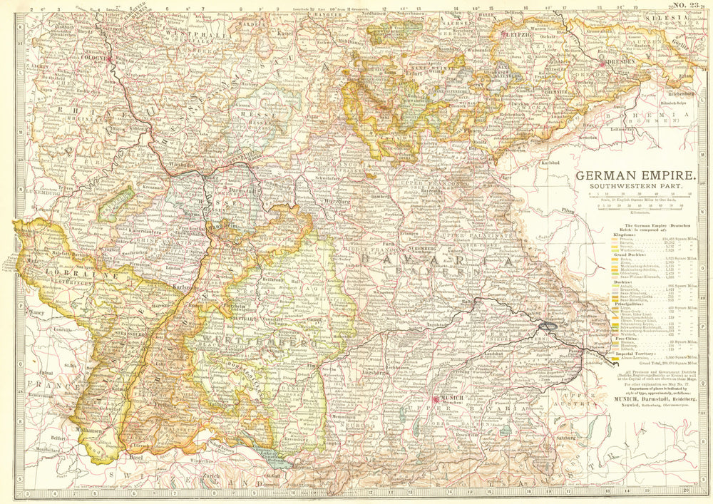 GERMANY. German Empire, SW 1903 old antique vintage map plan chart