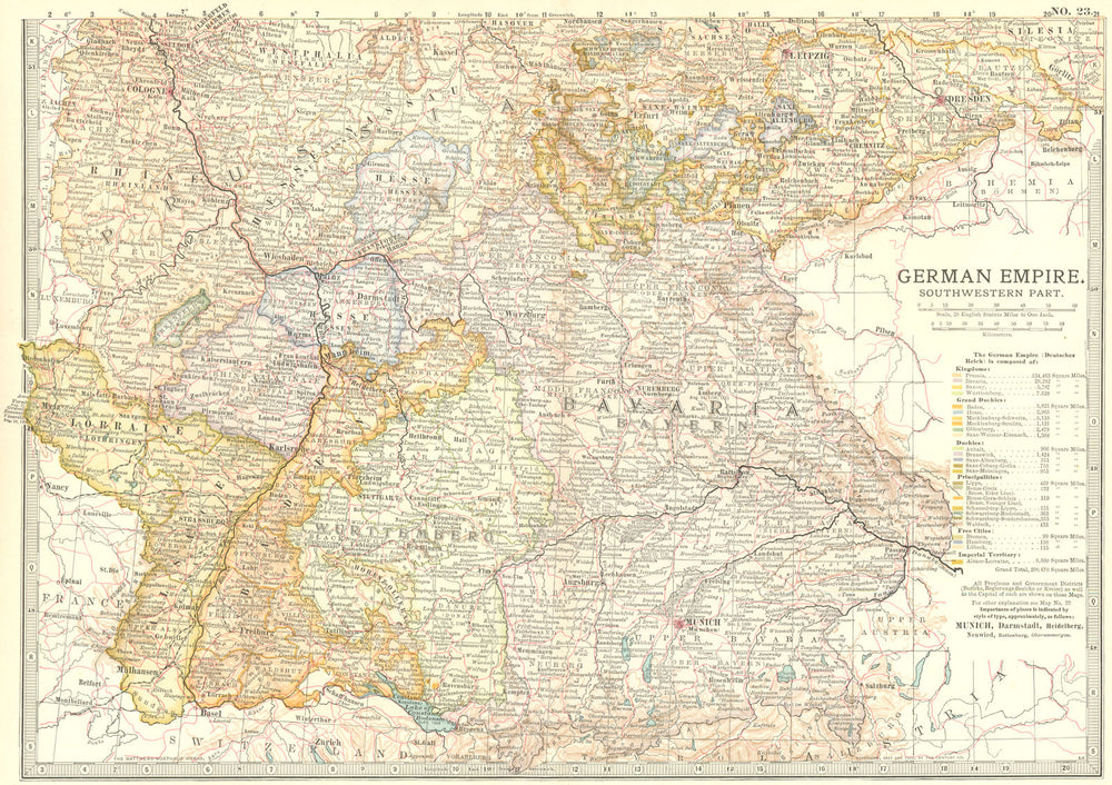 GERMANY. German Empire, SW 1903 old antique vintage map plan chart