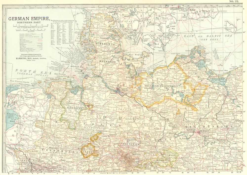 GERMANY. German Empire, North 1903 old antique vintage map plan chart
