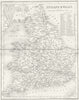 ENGLAND WALES. Archer Dugdale. roads c1840 old antique vintage map plan chart