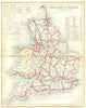 ENGLAND WALES. Railroads canals. Archer Dugdale c1840 old antique map chart