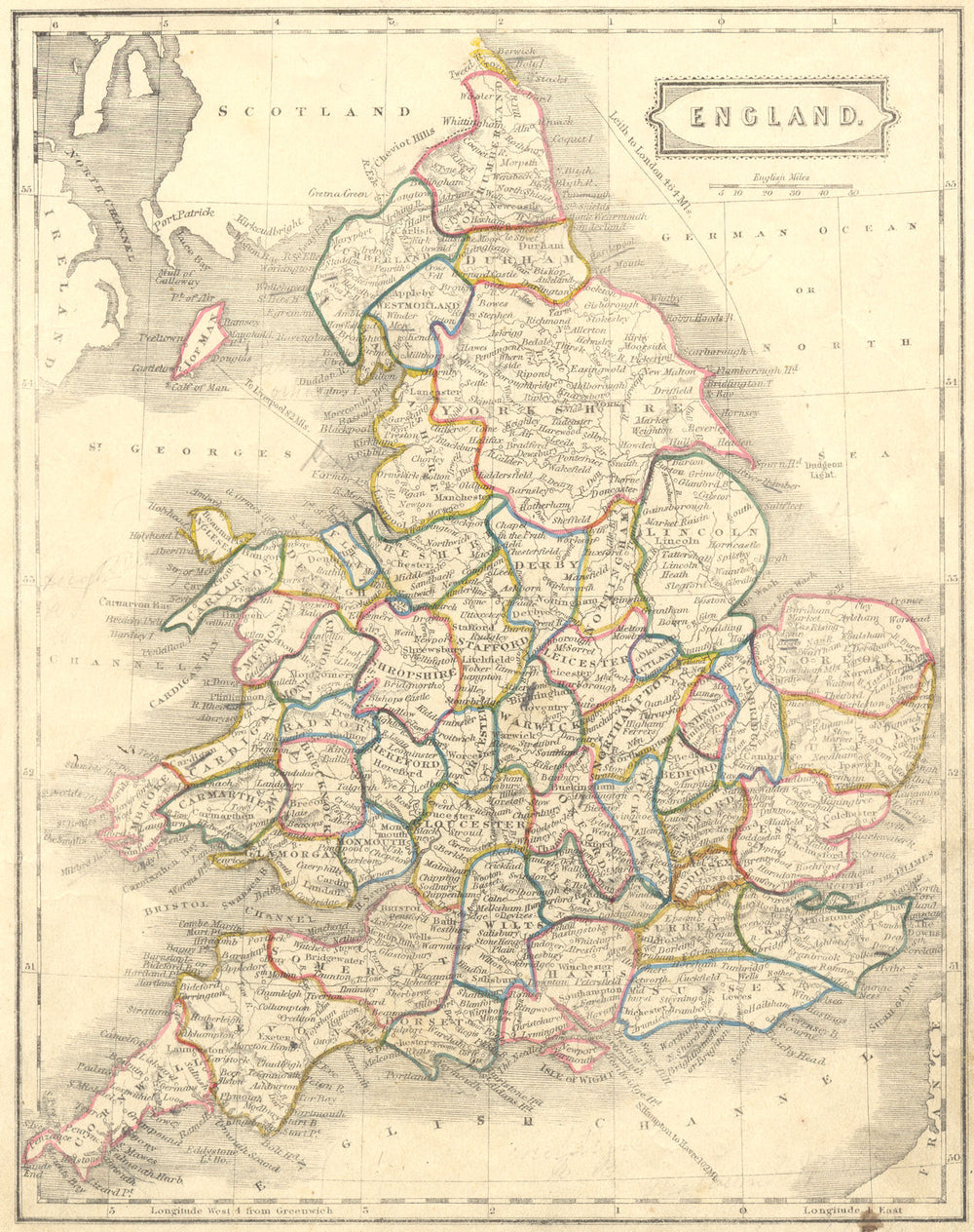 ENGLAND. BLAIR 1860 old antique vintage map plan chart