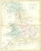 BRITANNIA. Roman Britain; roads town Butler 1861 old antique map plan chart
