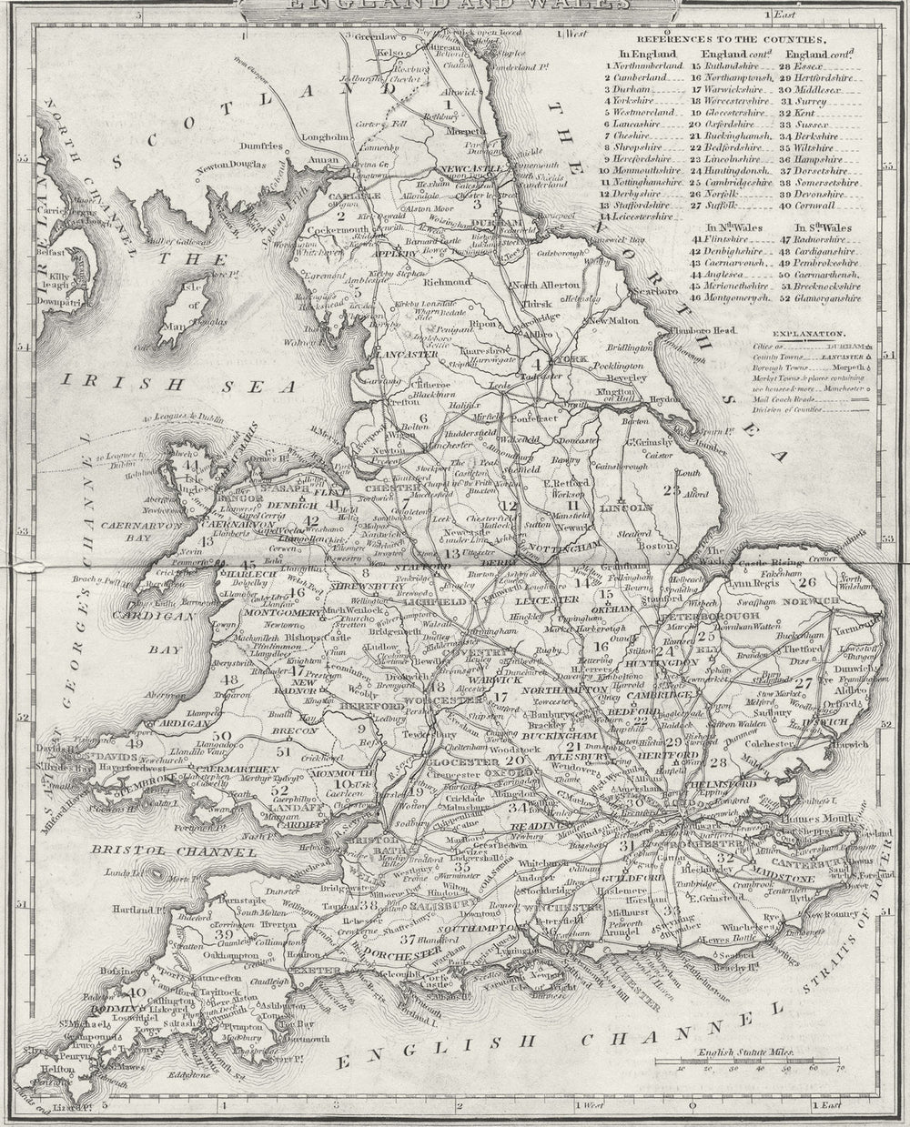 ENGLAND WALES. Cole Roper Dugdale; roads c1840 old antique map plan chart