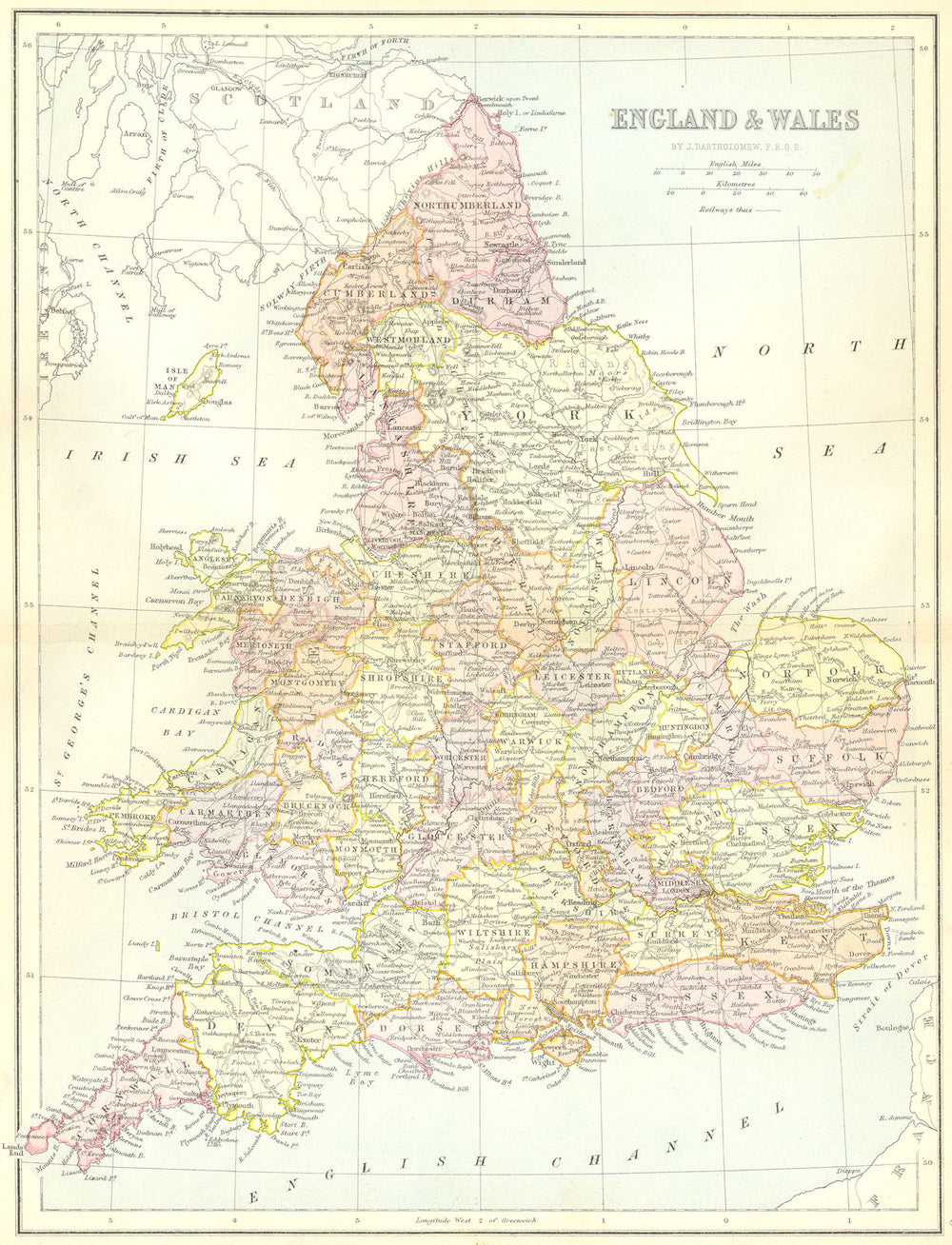 ENGLAND. England Wales. Collins 1876 old antique vintage map plan chart