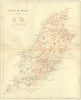 IOM. Isle of Man. Virtue 1860 old antique vintage map plan chart