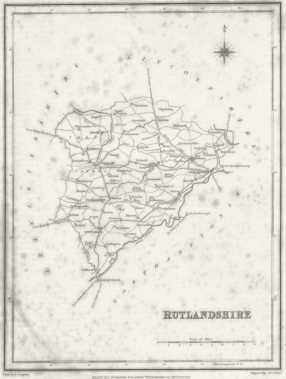 RUTLAND. Rutlandshire. Lewis 1831 old antique vintage map plan chart