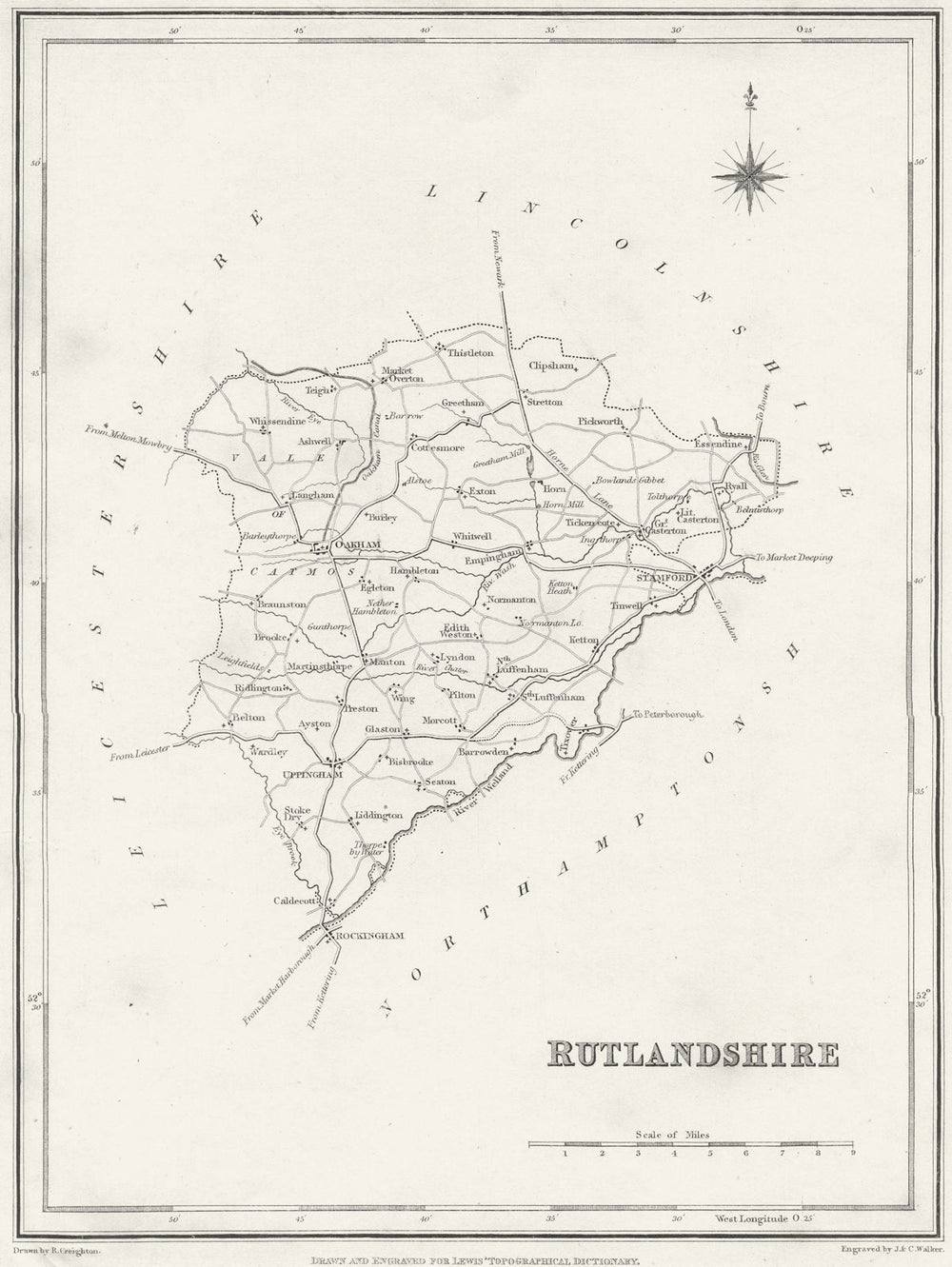 RUTLAND. Rutlandshire. Lewis 1831 old antique vintage map plan chart