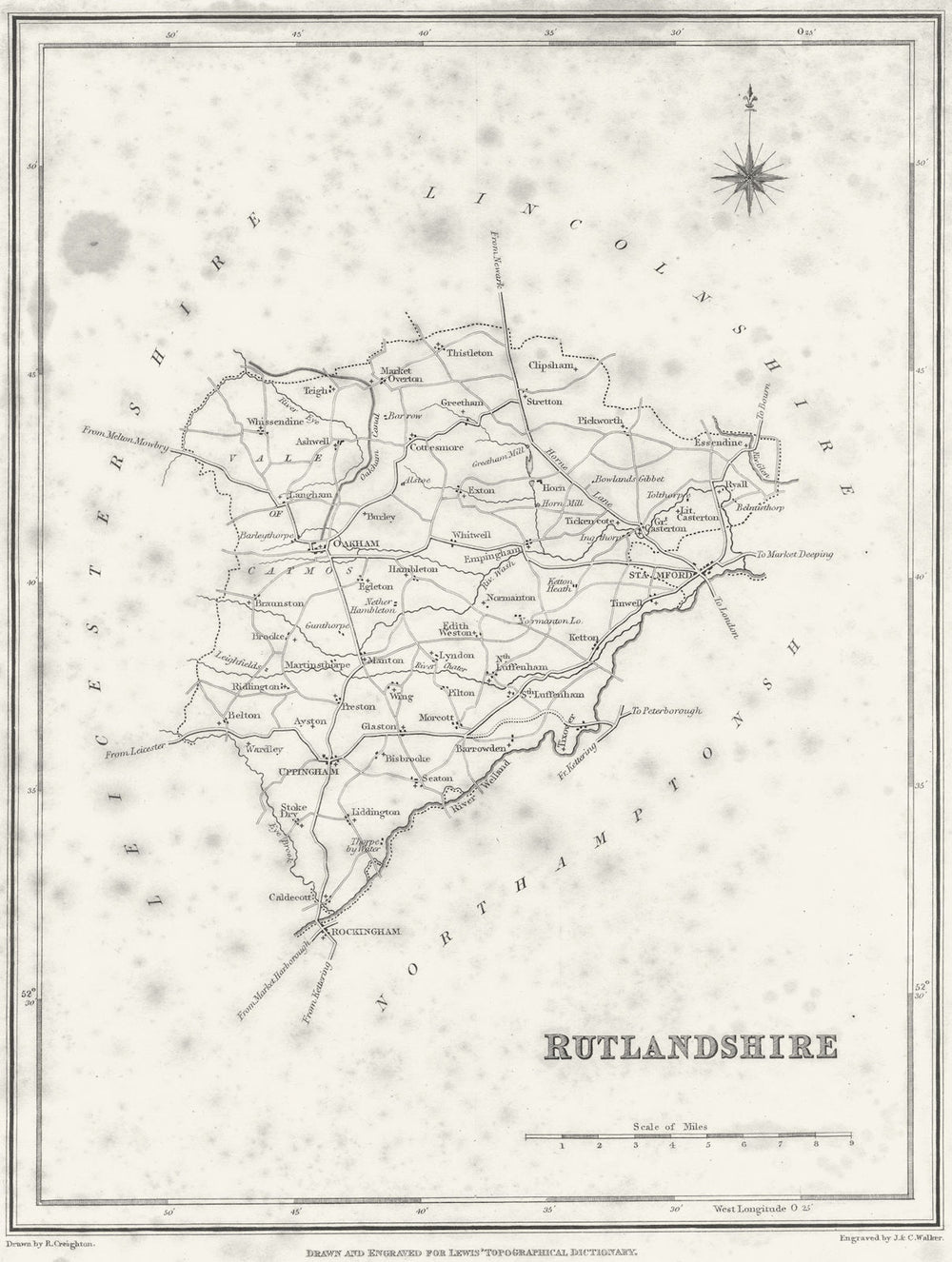 RUTLAND. Rutlandshire. Lewis 1831 old antique vintage map plan chart