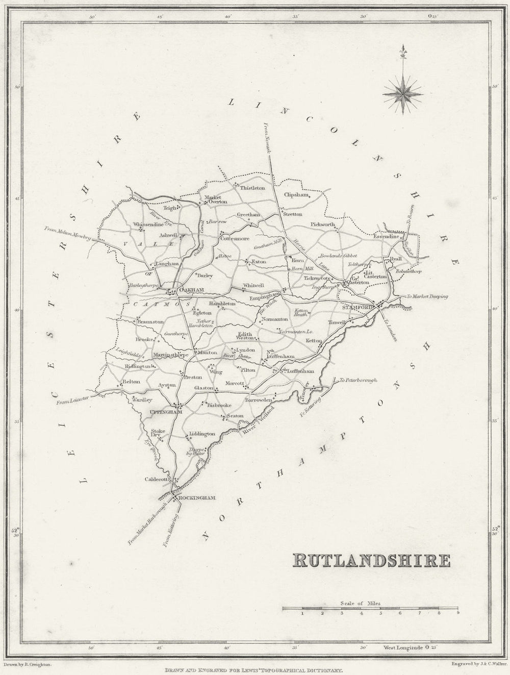 RUTLAND. Rutlandshire. Lewis 1831 old antique vintage map plan chart
