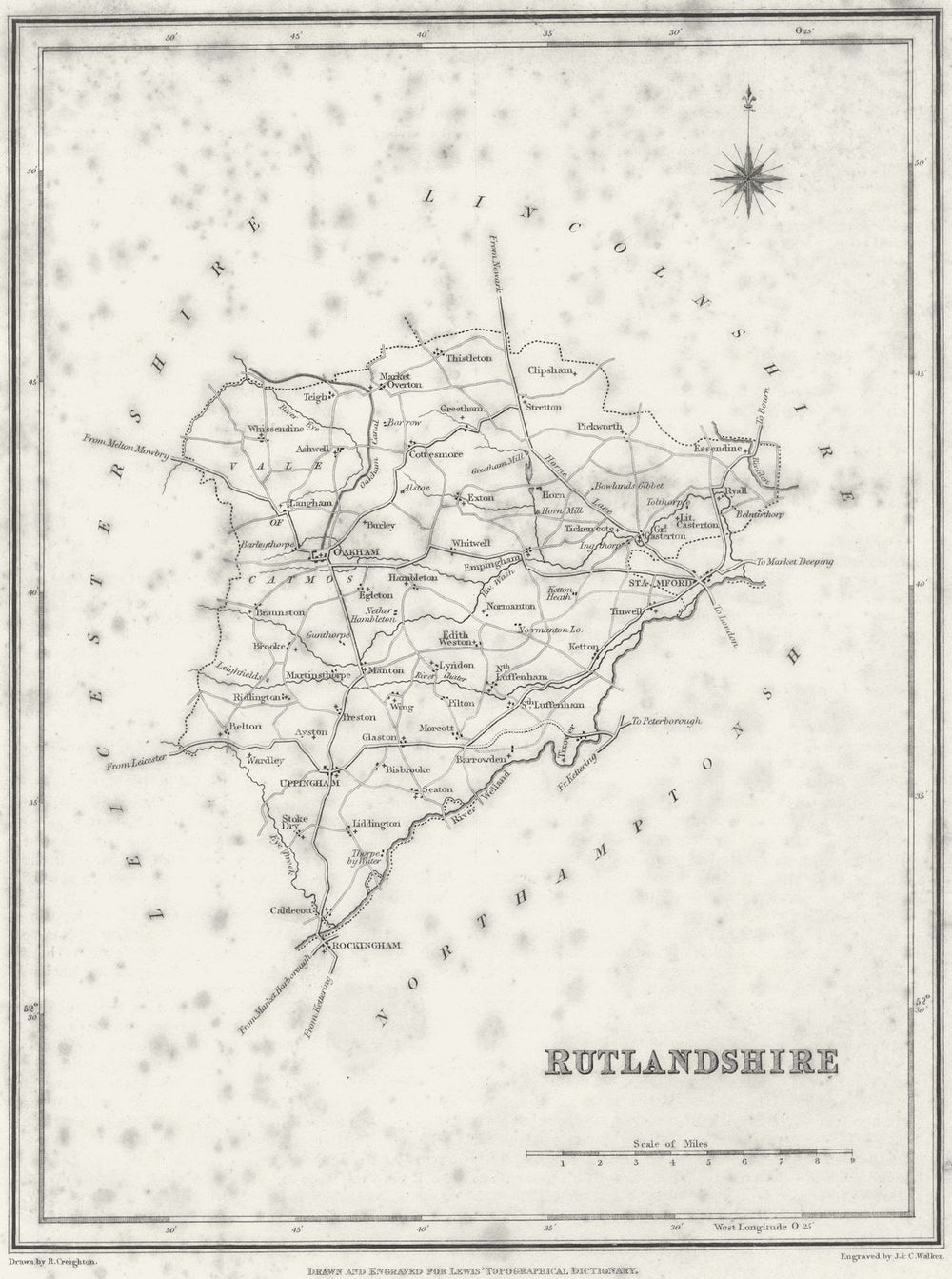 RUTLAND. Rutlandshire. Lewis 1831 old antique vintage map plan chart