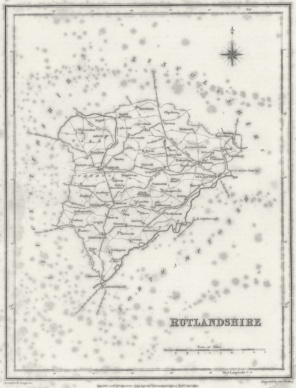 RUTLAND. Rutlandshire. Lewis 1831 old antique vintage map plan chart