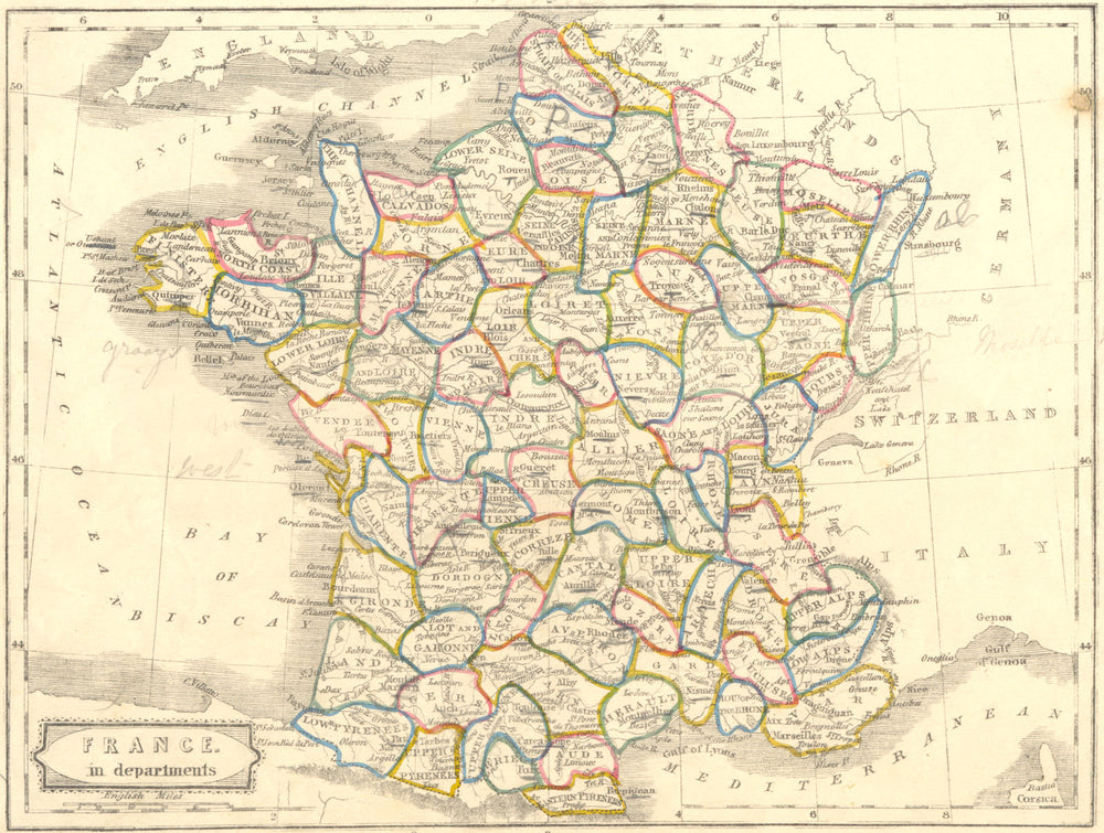FRANCE. Departments. BLAIR 1860 old antique vintage map plan chart