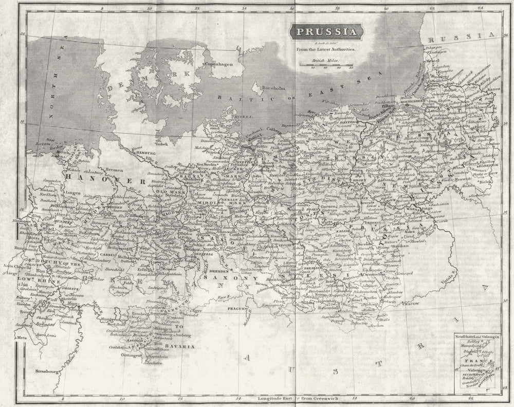 GERMANY. Prussia. Gracie 1823 old antique vintage map plan chart