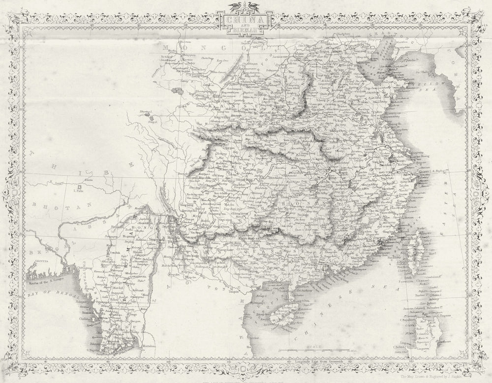 CHINA. & Burma. . Rapkin 1860 old antique vintage map plan chart