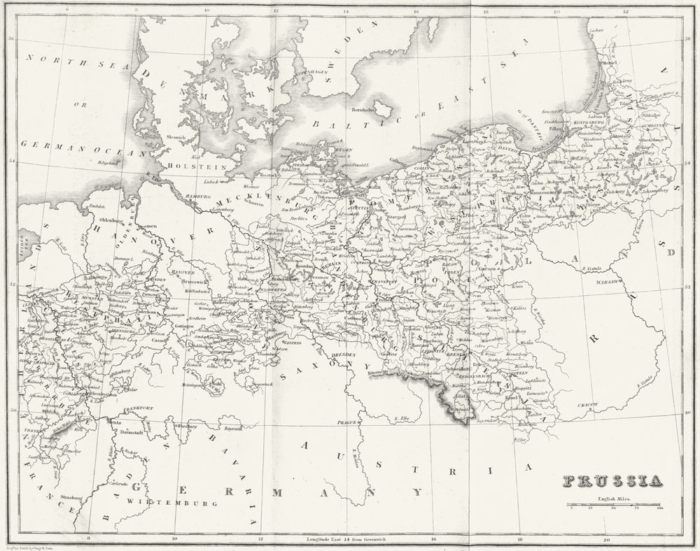 GERMANY. Prussia. BELL  1839 old antique vintage map plan chart