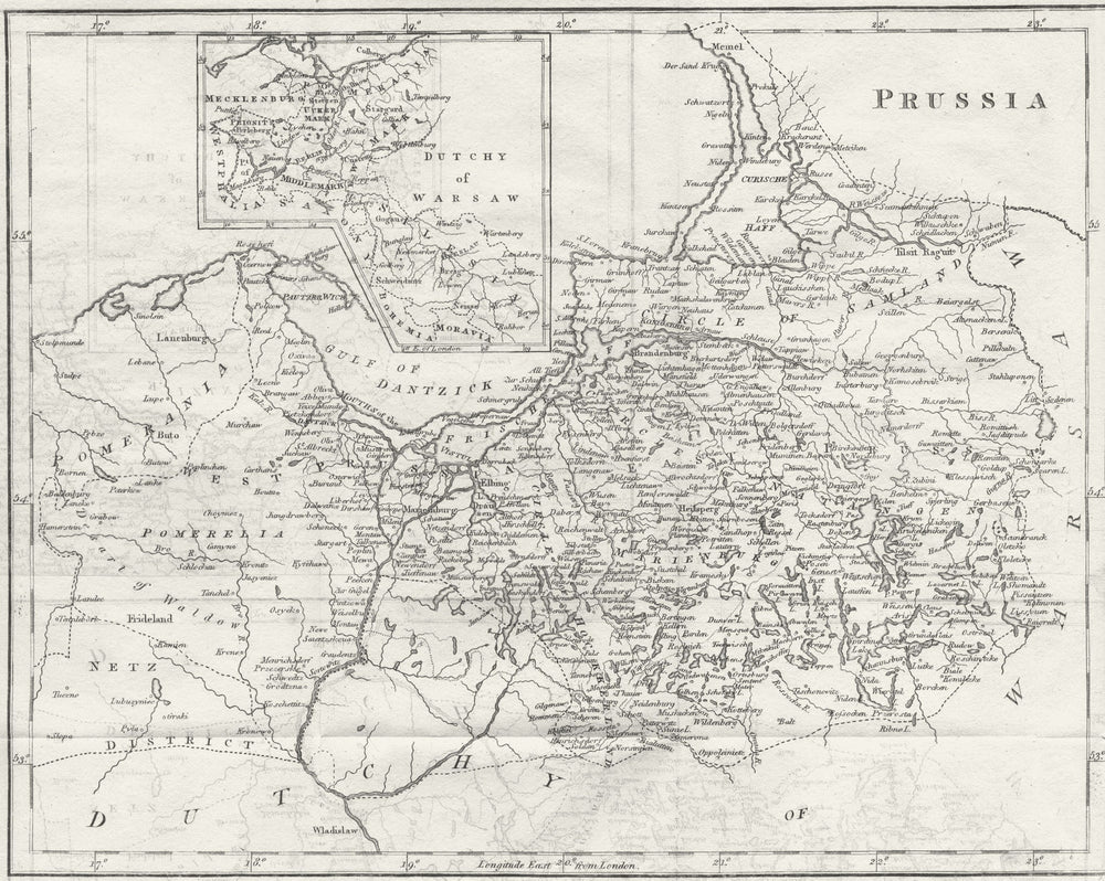 GERMANY. Prussia. BLAGDON Scarce 1810 old antique vintage map plan chart