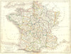 FRANCE. Provinces. Sidney Hall 1850 old antique vintage map plan chart