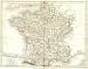 FRANCE. Departments. Sidney Hall 1850 old antique vintage map plan chart