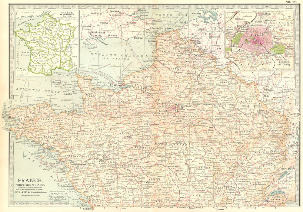 FRANCE. North; inset Paris, Provinces pre-1789 1903 old antique map plan chart