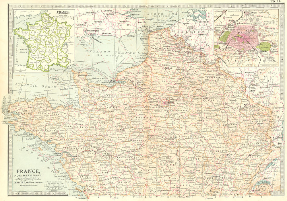 FRANCE. North; inset Paris, Provinces pre-1789 1903 old antique map plan chart