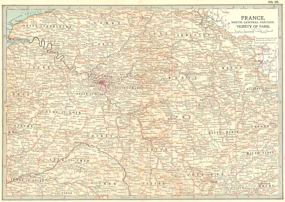 FRANCE. North central around Paris 1903 old antique vintage map plan chart
