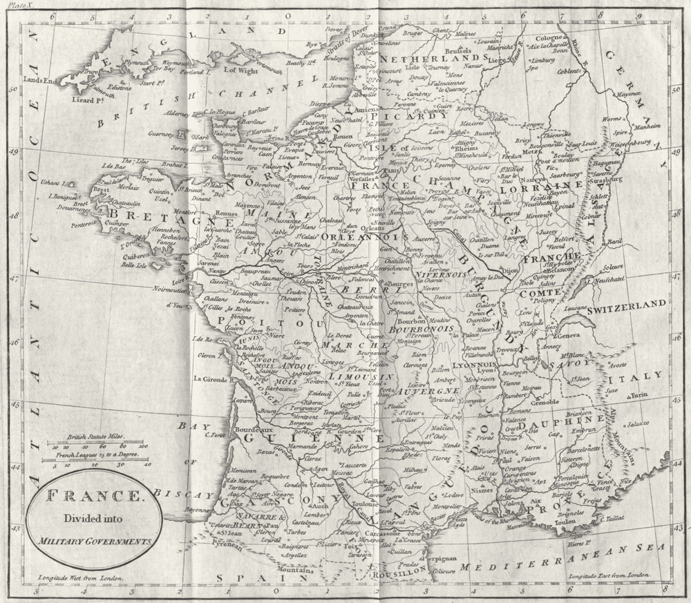 FRANCE. Military Govt. Military Governments 1805 old antique map plan chart