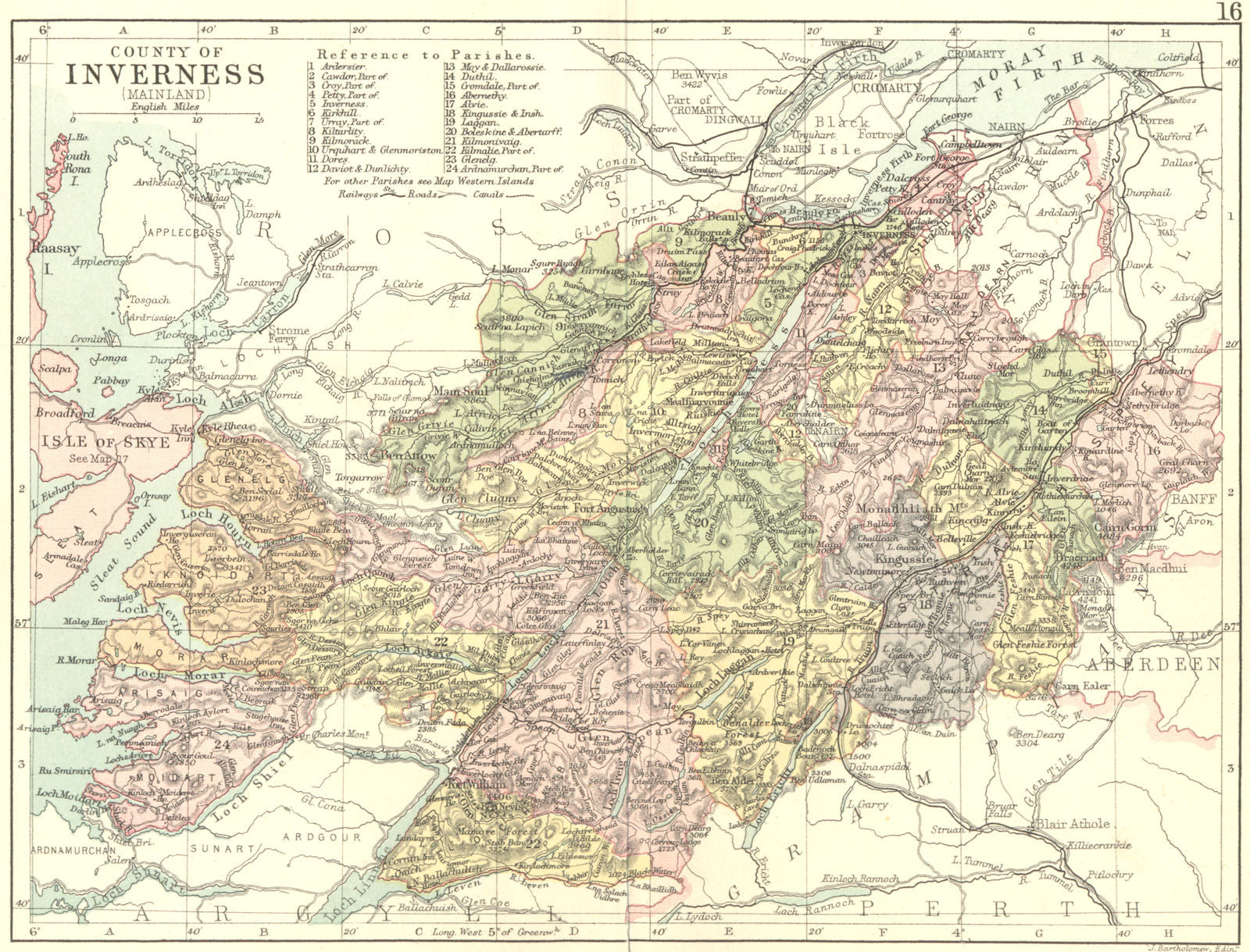SCOTLAND. Inverness-shire. Philip 1891 old antique vintage map plan ...