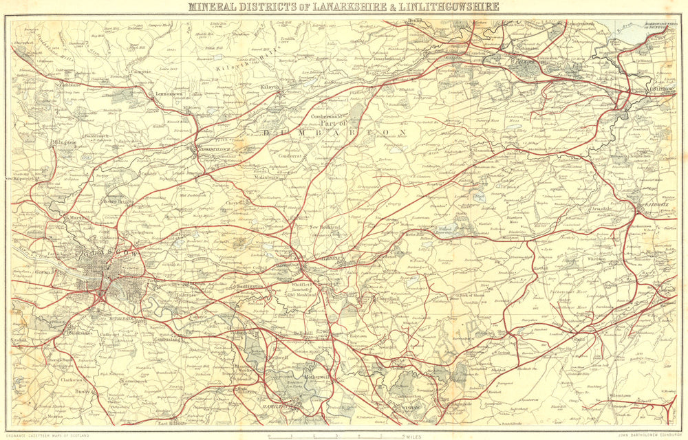 SCOTLAND. Lanarkshire, Linlithgowshire. Groome 1884 old antique map plan chart