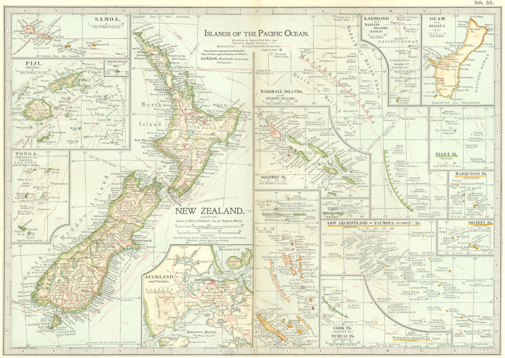 PACIFIC ISLANDS. With New Zealand. NZ OCEAN 1903 old antique map plan chart