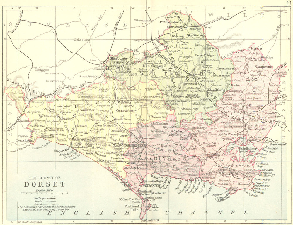 DORSET. Philip 1887 old antique vintage map plan chart