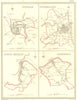 DURHAM; SUNDERLAND; SOUTH SHIELDS; GATESHEAD.  1835 old antique map plan chart