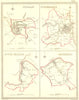 DURHAM; SUNDERLAND; SOUTH SHIELDS; GATESHEAD.  1835 old antique map plan chart