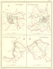 DURHAM; SUNDERLAND; SOUTH SHIELDS; GATESHEAD.  1835 old antique map plan chart