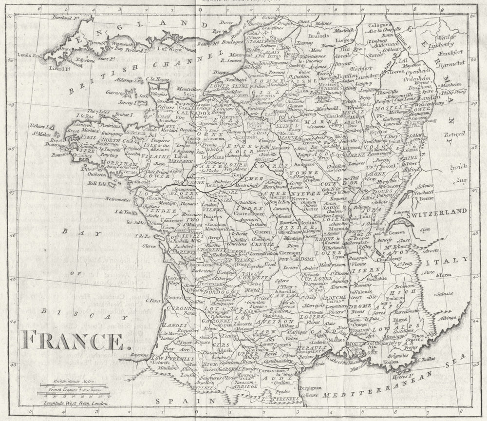 FRANCE. Walker 1800 old antique vintage map plan chart