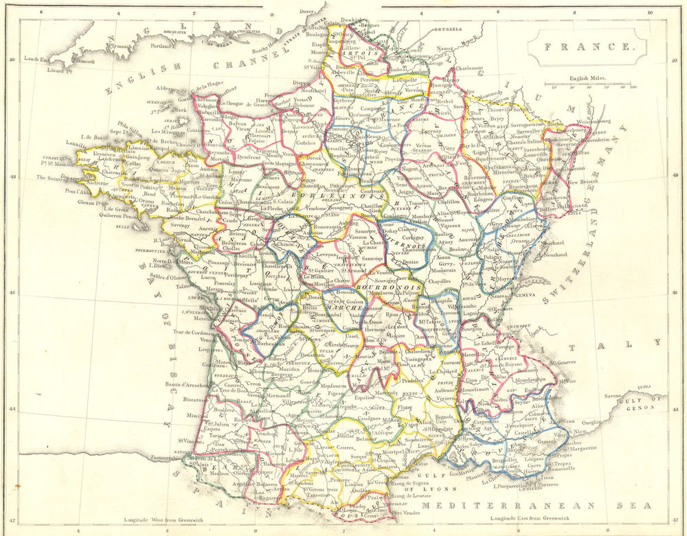 FRANCE. Becker 1848 old antique vintage map plan chart