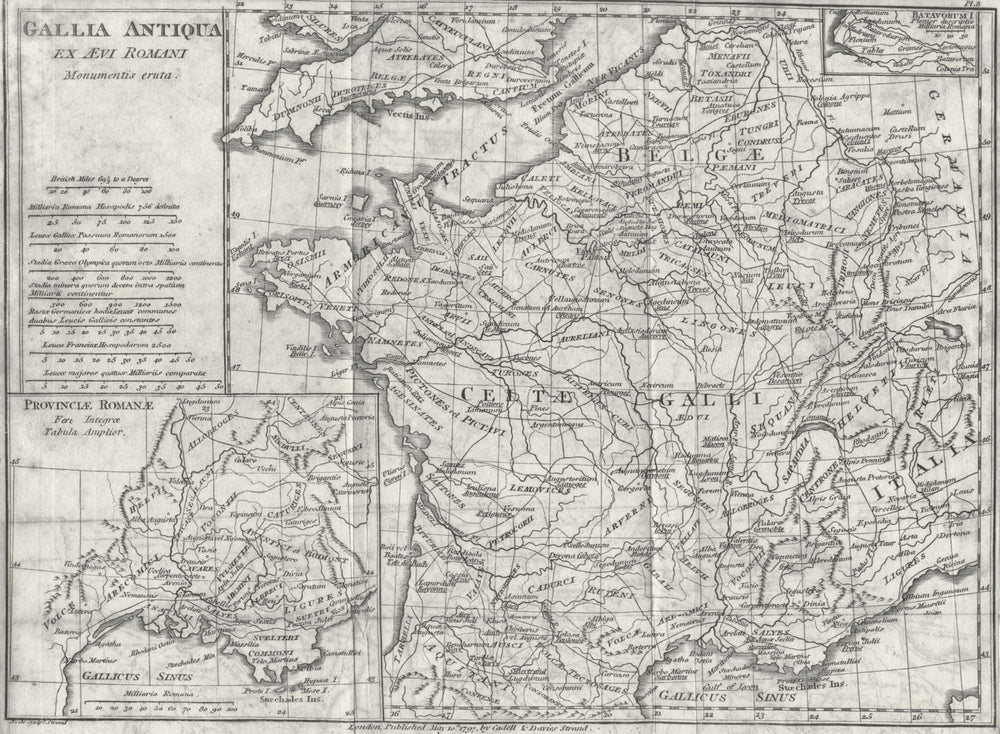 ANCIENT GAUL. Gallia Antiqua Roman Provence 1797 old antique map plan chart